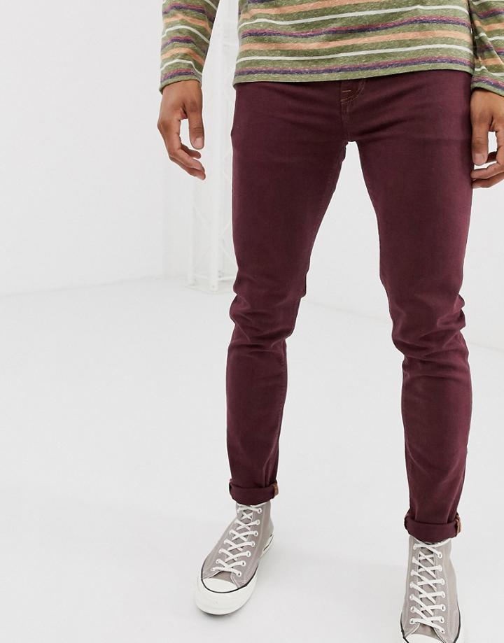 Asos Design Skinny Jeans In Burgundy-red