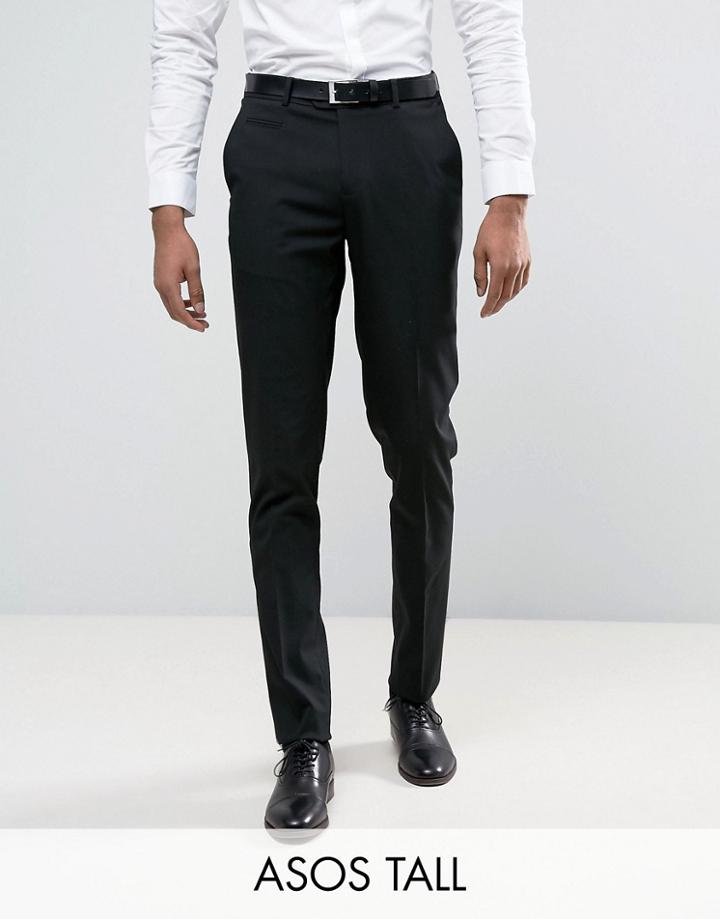 Asos Tall Skinny Smart Pants In Black - Black