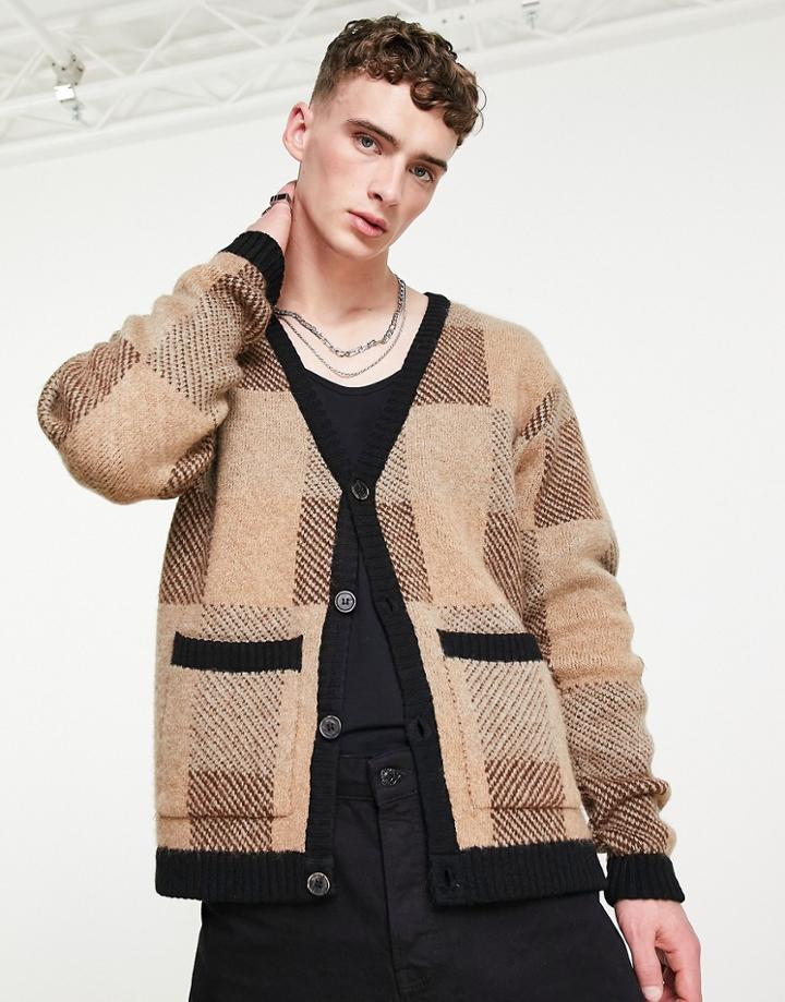 Bolongaro Trevor Billy Check Boxy Cardigan-black