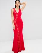 Jessica Wright Maxi Dress With Lace Panel - Red