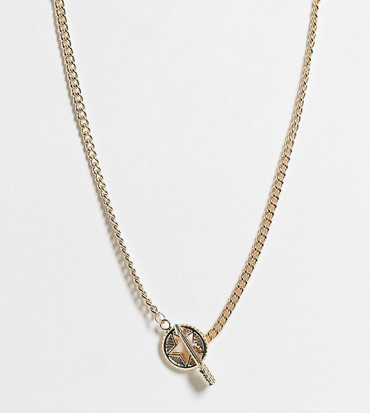 Reclaimed Vintage Inspired Chunky Necklace With Star And Arrow Pendant In Gold