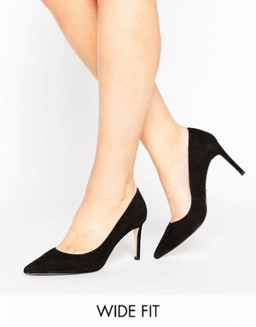 Dune Wide Fit Suede Pumps - Black