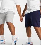 Le Breve Plus 2 Pack Raw Edge Jersey Shorts In Navy & Light Gray