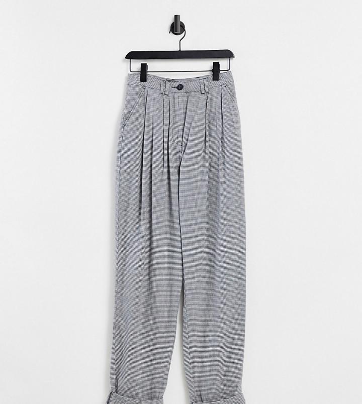 Asos Design Tall Ovoid Pleat Front Peg Trouser In Black Dogtooth-multi