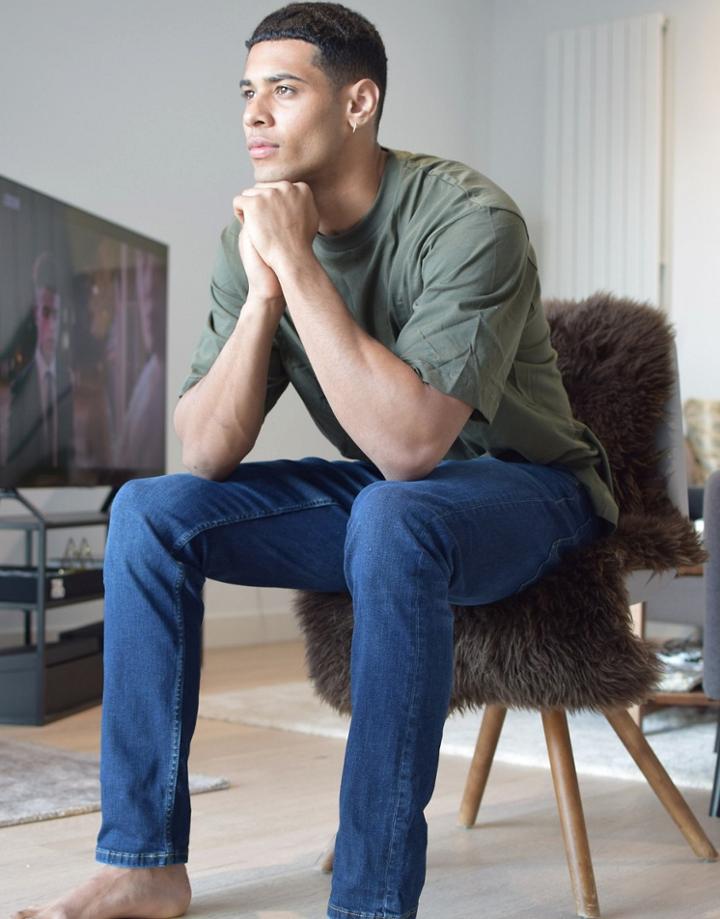 Esprit Slim Fit Jeans In Dark Blue-blues