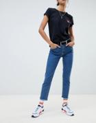 Na-kd Slim Cropped Jeans In Mid Blue - Blue