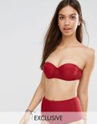 South Beach Mix & Match Red Boost Bandeau Bikini Top - Red