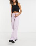 Monki Yoko Cotton Wide Leg Jeans In Lilac - Purple