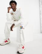 Asos Design Oversized Sweatpants In Beige With Cartoon Prints - Part Of A Set-neutral
