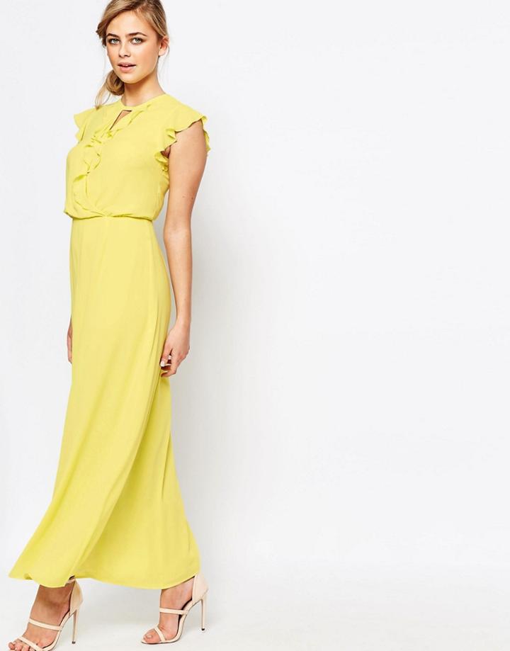 Oasis Ruffle Front Maxi Dress - Lemon