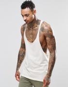 Asos Tank With Raw Edge Extreme Racer Back In Off White - Off White