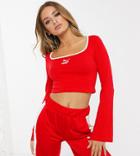 Puma Flared Sleeve Cropped Top In Red Exclusive To Asos