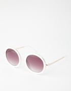 Monki Retro Round Sunglasses - White