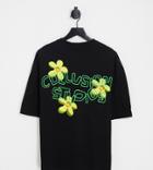Collusion Oversized T-shirt With Flower Print In Black