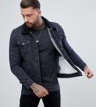 Brooklyn Supply Co Fleece Collar Denim Jacket - Black