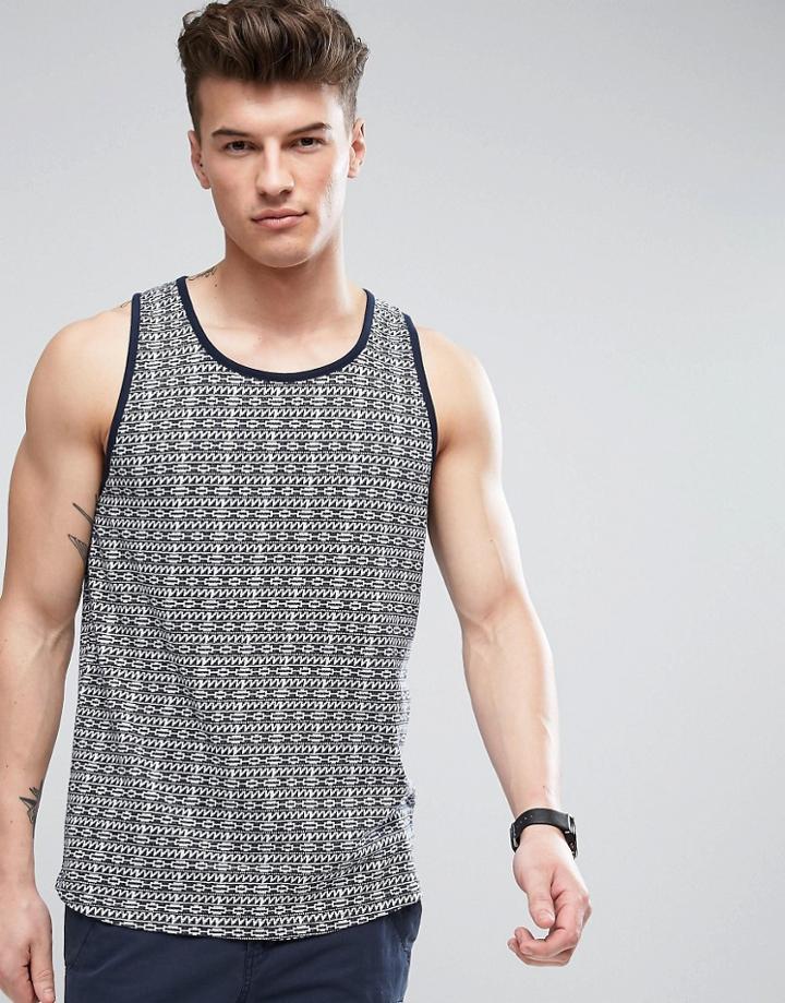 D-struct Jacquard Retro Tank - Navy