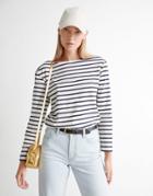 & Other Stories Organic Cotton Stripe Print Long Sleeve T-shirt In Navy-multi