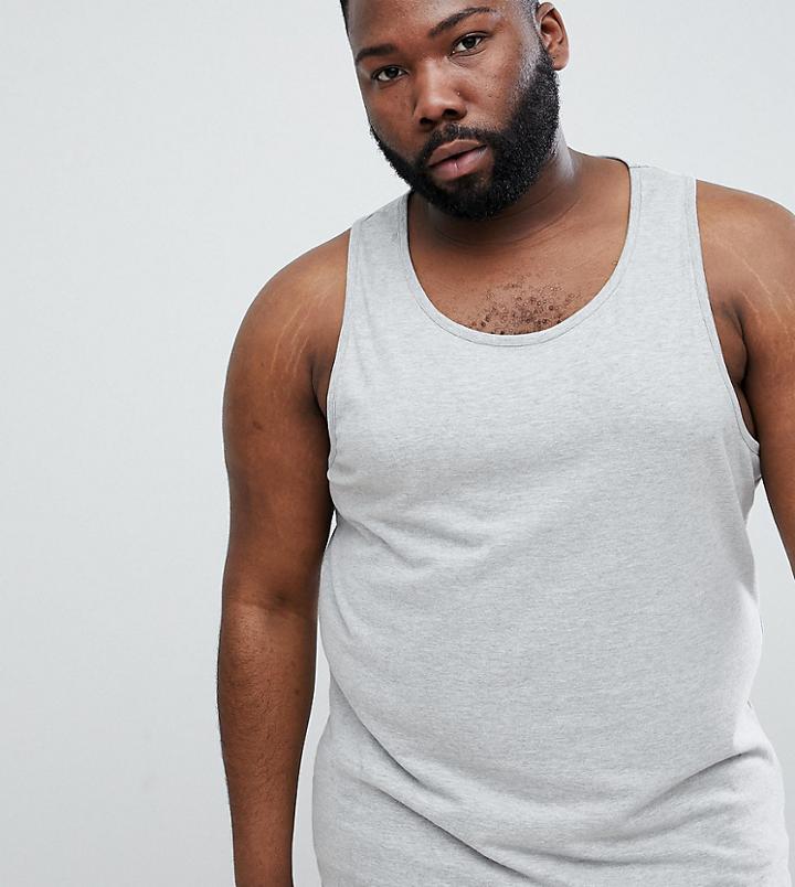 Badrhino Plus Basic Tank In 100% Cotton With Logo In Gray - Gray