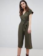 New Look Wrap Culotte Jumpsuit - Green