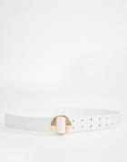 Asos Round Double Prong Buckle Belt - White