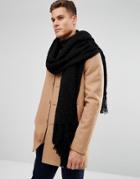 Asos Blanket Scarf In Black Knitted Texture - Black