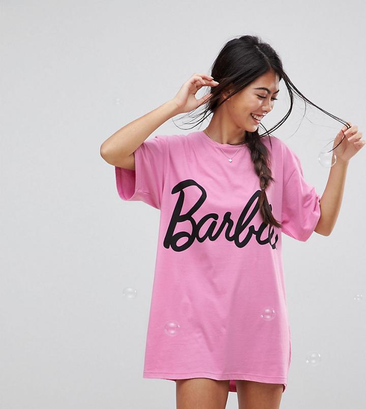 Asos Petite Barbie Logo Sleep Tee - Pink