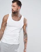 Religion Lounge Ribbed Tank With Branding In White - White