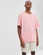 Asos Design Oversized T-shirt With Raw Neck In Pink - Pink