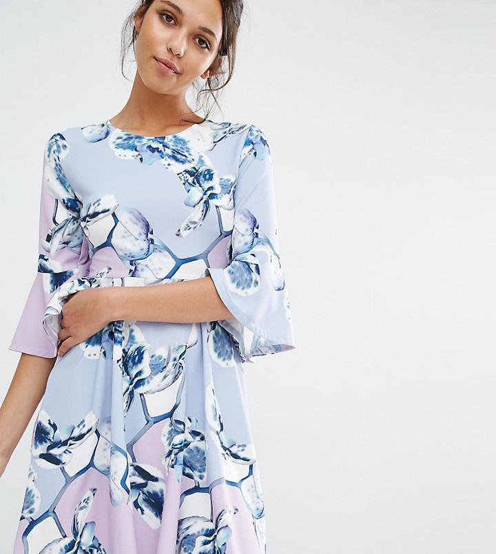 Every Cloud Floral Flared Sleeve Skater Dress - Multi