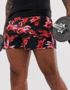 Asos 4505 Training Shorts In Mid Length With Floral Print-black