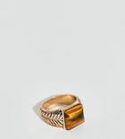 Uncommon Souls Chunk Tigers Eye Engraved Ring - Gold