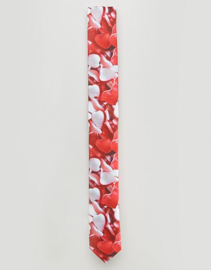 Asos Valentines Tie Heart Print - Pink
