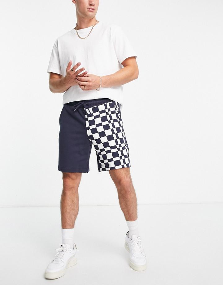 Puma Downtown Shorts In Checkerboard Color Block In Navy And White