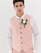 Asos Design Wedding Skinny Suit Vest In Rose Pink - Pink