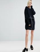 Asos Sweater Dress With Zip And Removable Hem - Black
