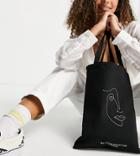 My Accessories London Exclusive Recycled Tote Bag In Black With Abstract Face Print