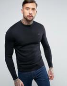 Fred Perry Crew Neck Cotton Sweater In Black - Black