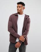 Asos Lightweight Muscle Zip Up Hoodie In Brown - Brown