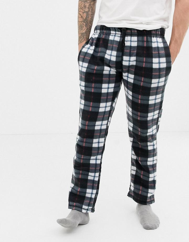 Brave Soul Check Fleece Pants - Navy