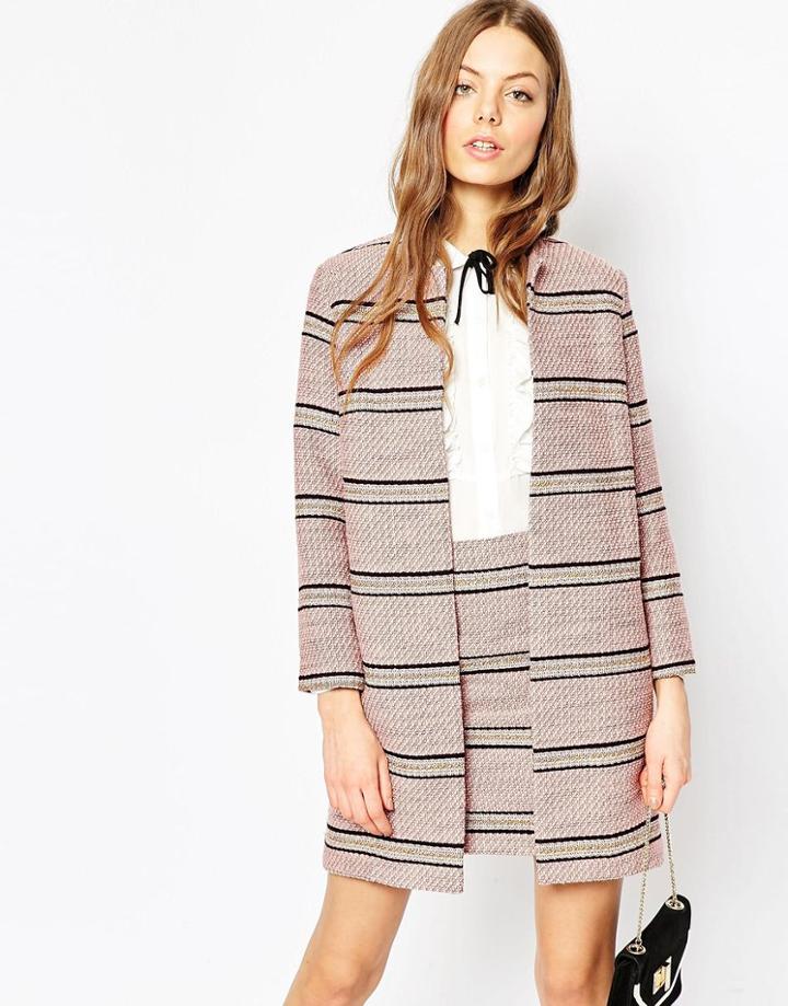 Asos Premium Boucle Stripe Jacket Co-ord - Pink
