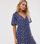 Glamorous Relaxed Button Through Swing Romper In Daisy Print