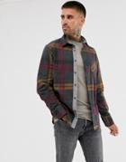 Brave Soul Large Check Flannel Shirt In Charcoal - Gray