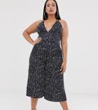 Club L Plus Double Strap Culotte Jumpsuit - Navy