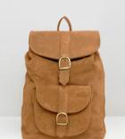 Reclaimed Vintage Inspired Suede Leather Backpack - Tan