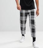 Reclaimed Vintage Inspired Tall Relaxed Cropped Pants In Check - Black