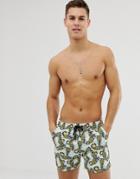 South Beach Recycled Swim Shorts In Pineapple Print - Multi
