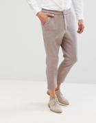 Asos Tapered Elasticated Pants In Wool Mix In Mink - Gray
