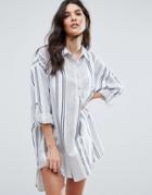 Vila Oversized Stripe Shirt Dress - Multi