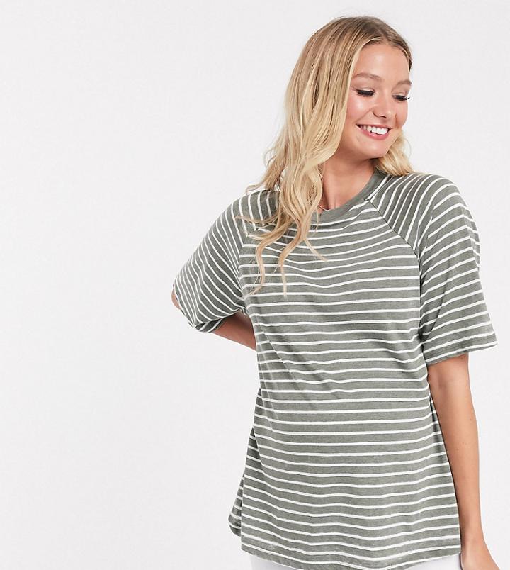 Asos Design Maternity Boxy T-shirt In Burnout Stripe