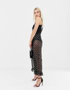 Asos Design Gold Spot Mesh Pants With Fluted Ruffle Hem-multi